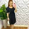 Vestido Viscolinho Manga Princesa Curto Eduarda - Preto - Milla Chic