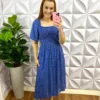 Milla Chic - millachic com br vestido viscolinho manga raglan com lastex sophia azul com poa branco 1 Vestido Viscolinho Manga Raglan Com Lastex Sophia - Azul Com Poá Branco - Milla Chic