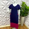 Vestido Viscolycra Com Bolso Longo Rute - Azul Com Rosa - Milla Chic
