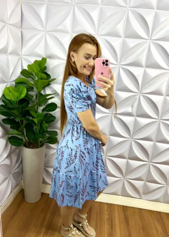 Vestido Viscolycra Conf Estampa Animal Print Barbara - Azul - Milla Chic