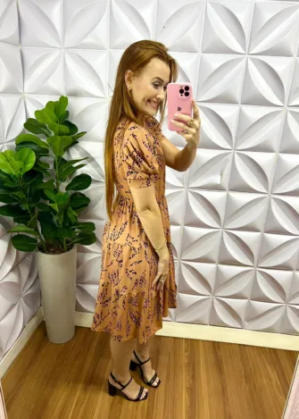 Vestido Viscolycra Conf Estampa Animal Print Barbara - Marrom - Milla Chic