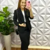 Blazer Alfaiataria Com Bolso e Botões Na Manga Greice - Preto - Milla Chic