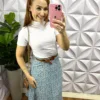 Blusa Canelada de Algodão Gola Alta Paloma - Branco - Milla Chic