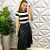 Blusa Tricot Listrada Stefane - Branco com Preto - Milla Chic