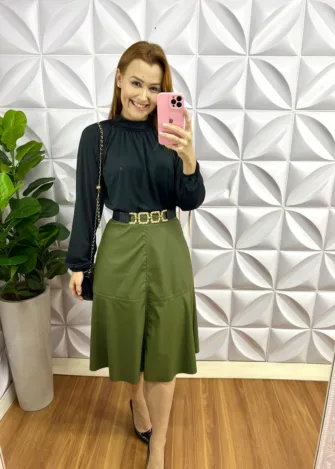 Body Com Manga Longa e Gola Alta Virginia - Preto - Milla Chic