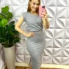 Milla Chic - millachic com br conjunto canelado de algodao midi simoni cinza Conjunto Canelado De Algodão Mídi Simoni - Cinza - Milla Chic