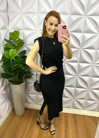 Milla Chic - millachic com br conjunto crepe algodao midi simoni preto 1 Conjunto Crepe Algodão Mídi Simoni - Preto - Milla Chic