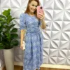 Conjunto Jeans Bordado Mídi Com Manga Princesa Priscila - Azul Claro - Milla Chic