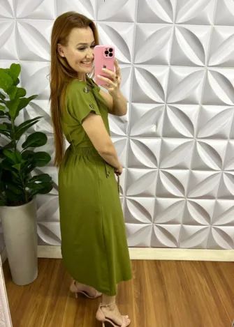 Milla Chic - millachic com br conjunto linho com elastano midi com botao tartaruga teresa cappuccino 2 Conjunto Linho Com Elastano Mídi Com Botão Tartaruga Teresa - Verde - Milla Chic