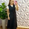 Conjunto Risca De Giz Alfaiataria Com Colete Ana Maria - Preto - Milla Chic