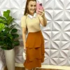 Saia Dunna Três Marias Mídi Carolina - Caramelo - Milla Chic