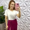 Milla Chic - millachic com br tshirt toda bordada no ombro com pedraria colorida laila branca Tshirt Toda Bordada No Ombro com Pedraria Colorida Laila - Branca - Milla Chic