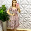 Vestido Chiffon Florido com Babados Camila - Roxo Com Verde - Milla Chic