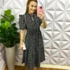 Vestido Crepe Alfaiataria Floral Mídi Cintia - Preto - Milla Chic