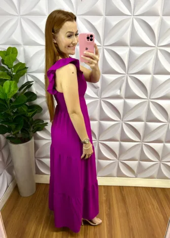 Vestido Dunas Manga Babadinho Julia - Fúcsia - Milla Chic