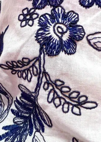 Vestido Laíse 100% Algodão Bordado Em Alto Relevo Helena - Branco e Azul - Milla Chic