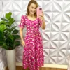Vestido Laíse 100% Algodão Bordado 3D Mídi Susana - Pink - Milla Chic
