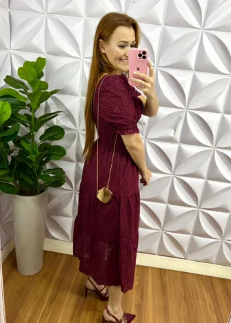 Milla Chic - millachic com br vestido laise 100 algodao com bojo maria clara cereja 3 Vestido Laíse 100% Algodão Com Bojo Maria Clara - Cereja - Milla Chic