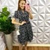 Vestido Lasie Algodão Mangas Princesa Com Botões De Perolas Catarina - Preto - Milla Chic