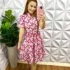 Vestido Lasie Algodão Mangas Princesa Com Botões De Perolas Catarina - Vermelho e Rosa - Milla Chic