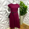 Vestido Linho Mídi com Cinto Joana - Marsala - Milla Chic