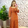 Vestido Longo Dunna Manga Longa Marilia - Terra Cota - Milla Chic