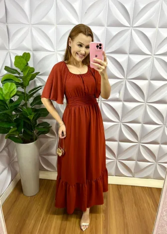 Milla Chic - millachic com br vestido longo dunna manga raglan margarete oncinha copia 1 Vestido Longo Dunna Manga Raglan Margarete - Terra Cota - Milla Chic