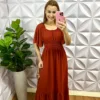 Vestido Longo Dunna Manga Raglan Margarete - Terra Cota - Milla Chic