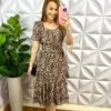 Milla Chic - millachic com br vestido no chiffon estampado midi catarina onca Vestido no Chiffon Estampado Mídi Catarina - Onça - Milla Chic