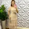 Vestido Tule Bolinha Decote Quadrado Manga Princesa Babadinhos Nas Marias Milene - Areia - Milla Chic