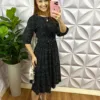 Vestido Viscolinho Manga Longa Com Cinto Encapado Hope - Preto - Milla Chic