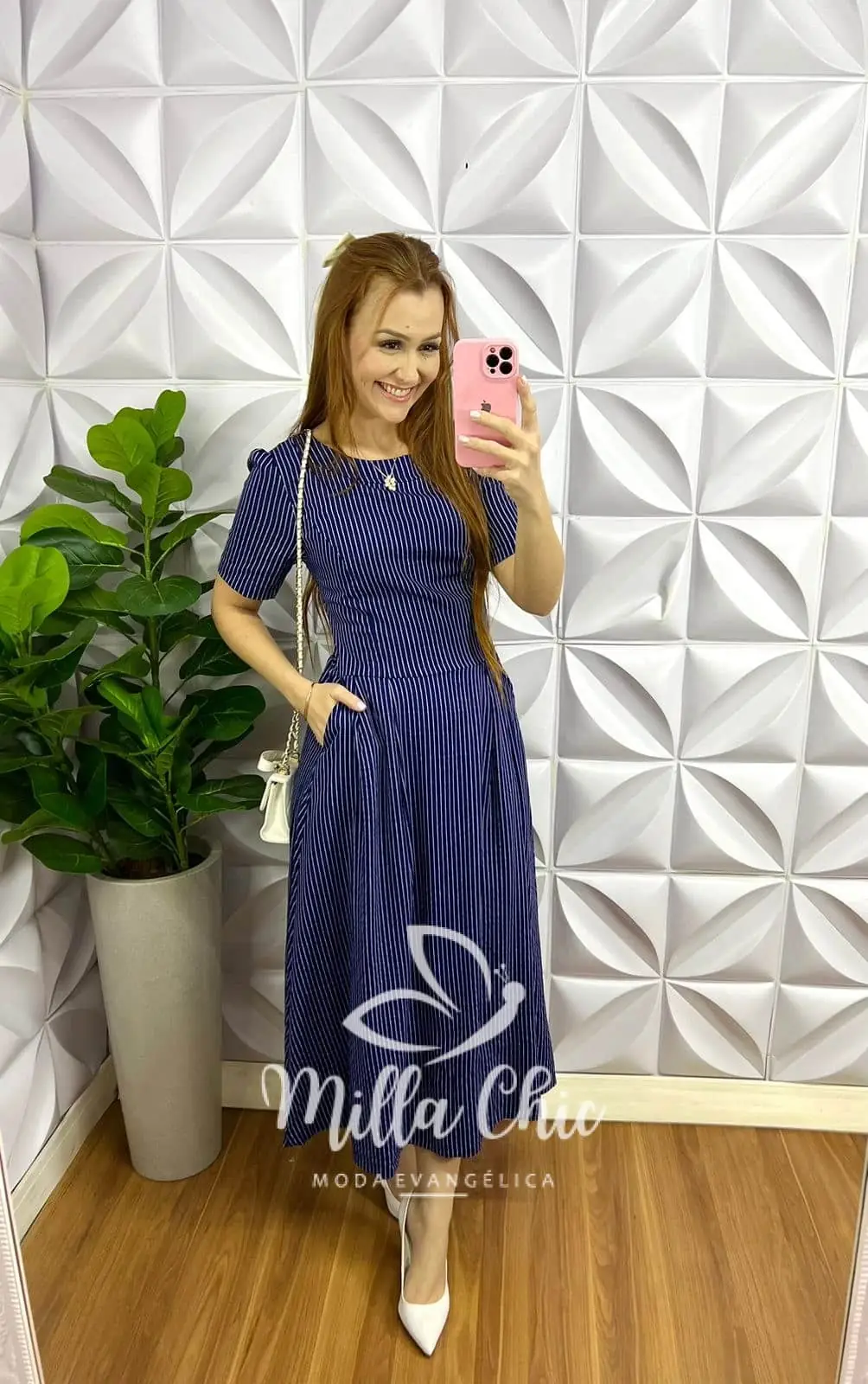 Vestido Linho Com Algodão Risca De Giz Penélope – Azul – Milla Chic Vestido Linho Com Algodão Risca De Giz Penélope - Azul - Milla Chic