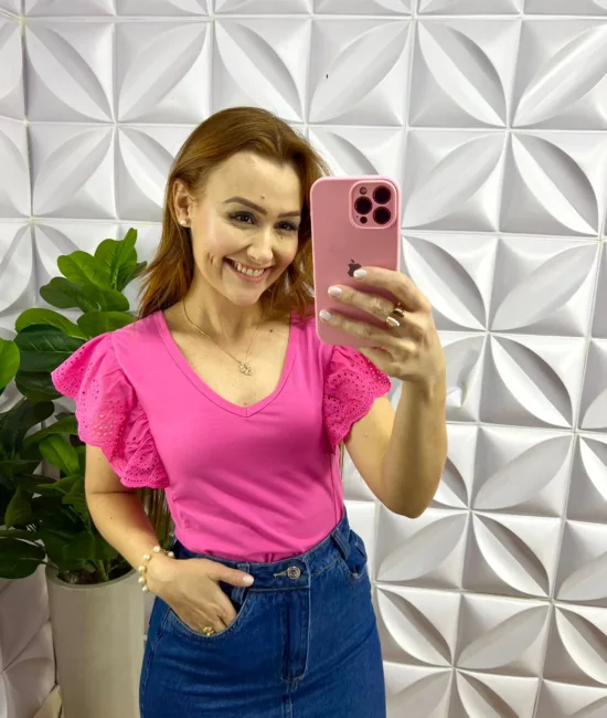 Blusa Com Manga Babadinho de Lasie Larissa - Pink - Milla Chic