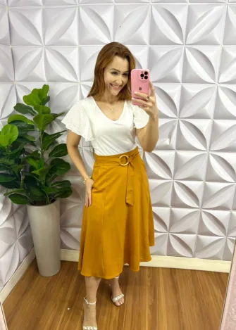 Blusa Com Manga Babadinho de Lasie Larissa - Branca - Milla Chic