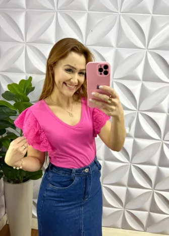 Blusa Com Manga Babadinho de Lasie Larissa - Pink - Milla Chic