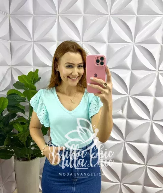 Blusa Com Manga Babadinho de Lasie Larissa - Azul - Milla Chic