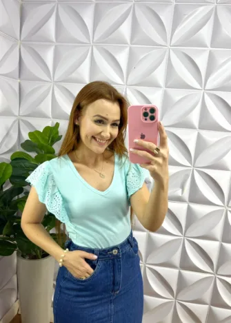 Blusa Com Manga Babadinho de Lasie Larissa - Azul - Milla Chic