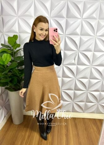 Blusa Lãnzinha Gola Alta Manga Longa Carmela - Preto - Milla Chic