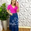Blusa Tricot Modal Com Botão Antonela - Pink - Milla Chic