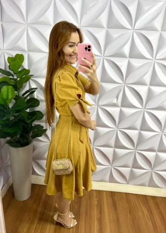 Milla Chic - millachic com br chemise crepe alfaiataria ate o joelho com camisolinha e cinto faixa caroline pink copia Chemise Linhocel Com Camisolinha e Cinto Faixa Caroline -  Mostarda - Milla Chic