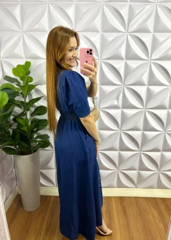 Milla Chic - millachic com br chemise jeans longo botoes dourados claudenir azul 3 Chemise Jeans Longo Botões Dourados Claudenir - Azul - Milla Chic