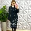 Conjunto Crepe Burble Casaco e Saia Mídi Elie - Preto - Milla Chic