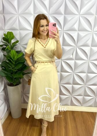 Milla Chic - millachic com br conjunto linho com detalhe em vies midi kelita areia Conjunto Linho Com Detalhe Em Viés Mídi kelita - Areia - Milla Chic
