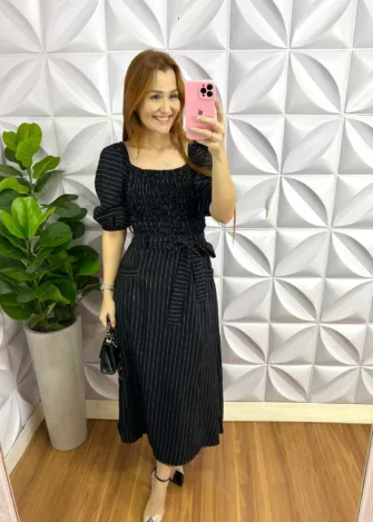 Conjunto Linhocel Risca De Giz Renata - Preto - Milla Chic