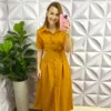 Milla Chic - millachic com br conjunto no crepe linho midi com botoes metalizados cassiane mostarda 2 Conjunto No Crepe Linho Mídi Com Botões Metalizados Cassiane - Mostarda - Milla Chic