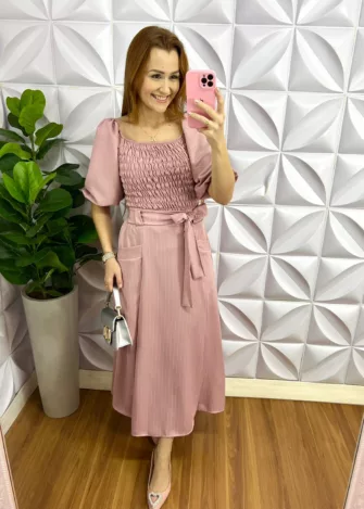 Conjunto Linhocel Risca De Giz Renata - Rosa - Milla Chic