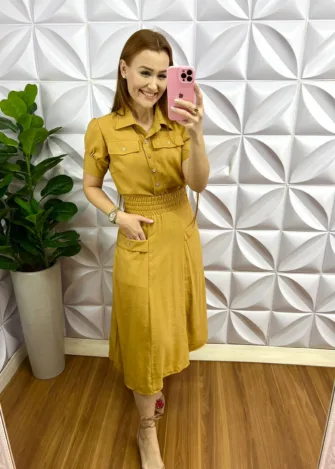 Milla Chic - millachic com br conjunto no linhocel midi com botoes dourado maria isabel mostarda 3 Conjunto No Linhocel Mídi Com Botões Dourado Maria Isabel - Mostarda - Milla Chic