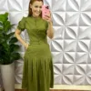 Milla Chic - millachic com br conjunto no tricoline midi com botoes encapados liliane cinza copia Conjunto No Tricoline Mídi Com Botões Encapados Liliane - Verde - Milla Chic