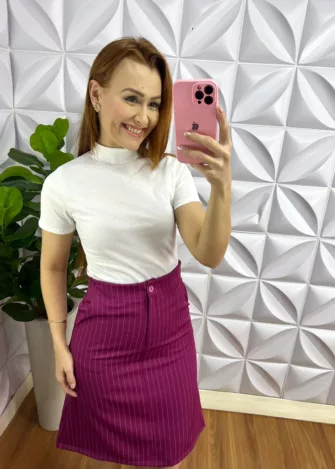 Conjunto Risca De Giz Alfaiataria Curto Com Colete  Carolina - Cereja - Milla Chic