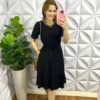 Milla Chic - millachic com br conjunto tecido de moletinho gola pique saia gode lara preto 2 Conjunto Tecido de Moletinho Gola Pique Saia Godê Lara - Preto - Milla Chic